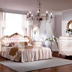 Marzorati Wooden bed with decorated headboard Double bedroom  - OLIMPIA B / Double bed with upholstered headboard - №57